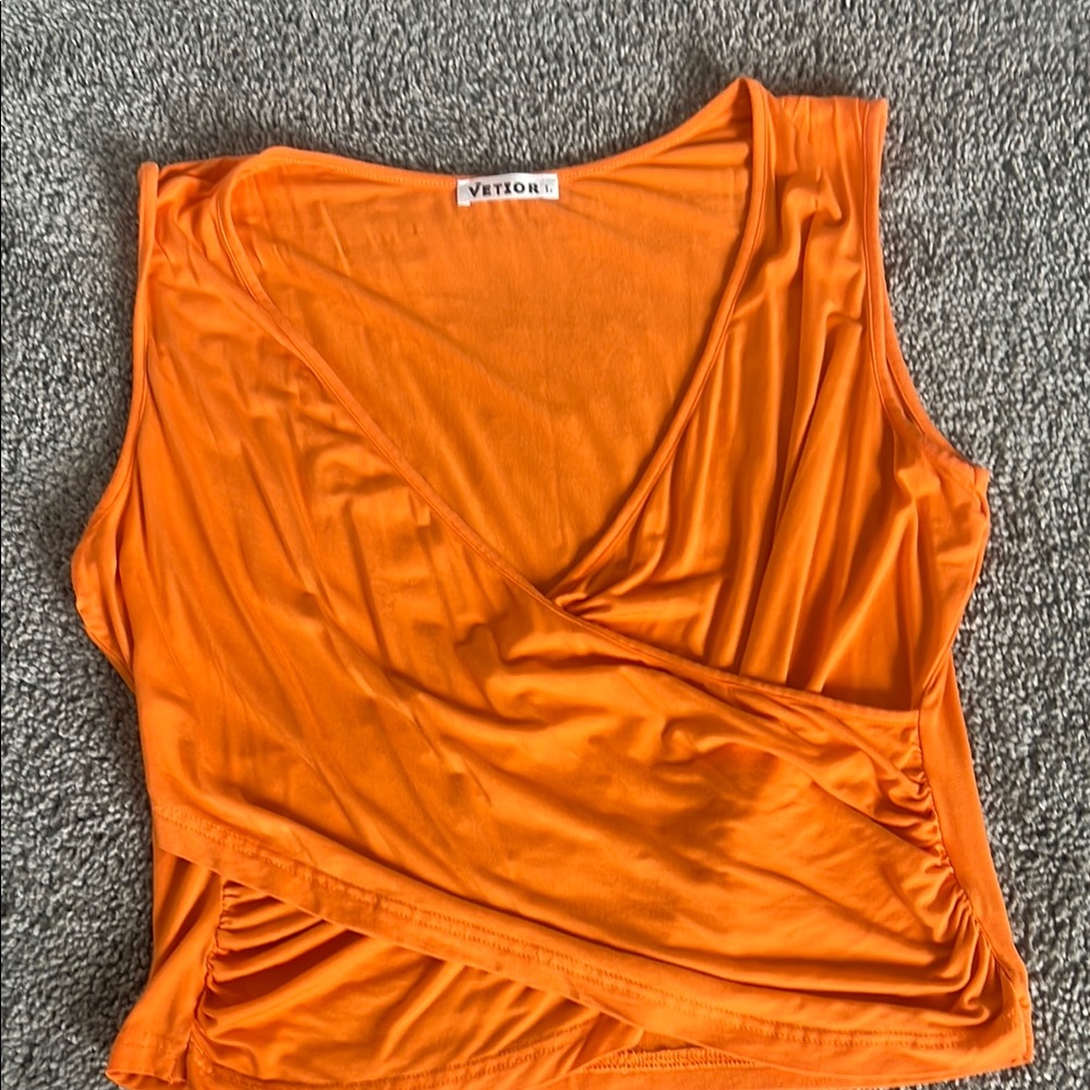 Women's Orange Wrap Top